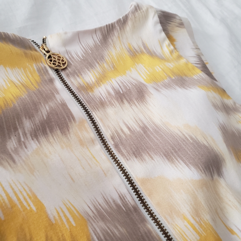 Antonio Melani dress with ikat yellow grey pattern size 10 - Picture 3 of 6